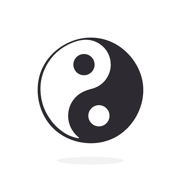 Vector vector illustration silhouette of yin and yang symbol of harmony and balance