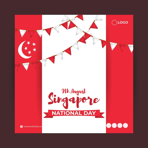 Vector illustration of Singapore National Day social media story feed mockup template