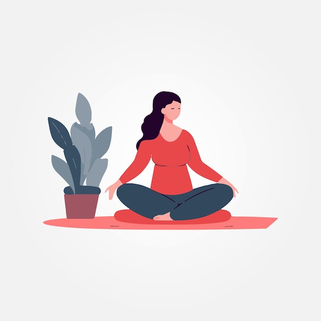 vector illustration sitting woman meditating