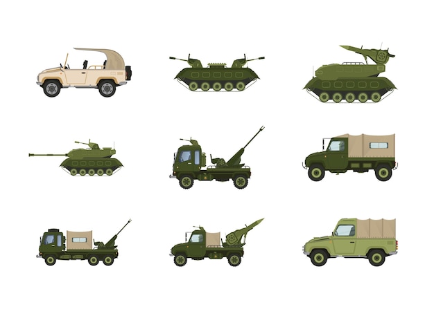 Vector vector illustration of a six military vehicle