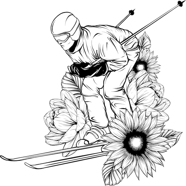 vector illustration of skier outline