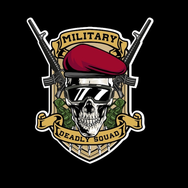 Vector illustration of Skull army badge