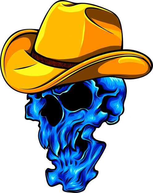 vector illustration of Skull cowboy on white background digital hand draw