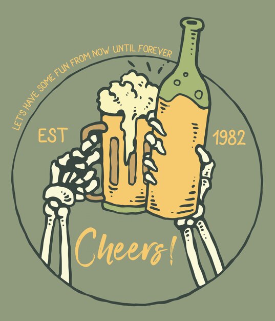 Vector vector illustration of skull hand cheers