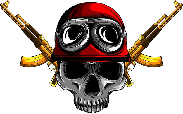 Vector illustration of skull in helmet soldier