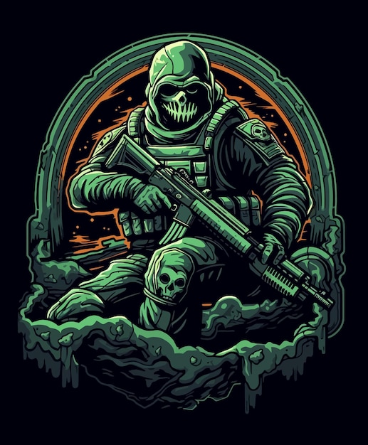 Vector Illustration of Skull Soldiers