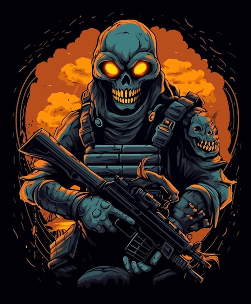 Vector Illustration of Skull Soldiers