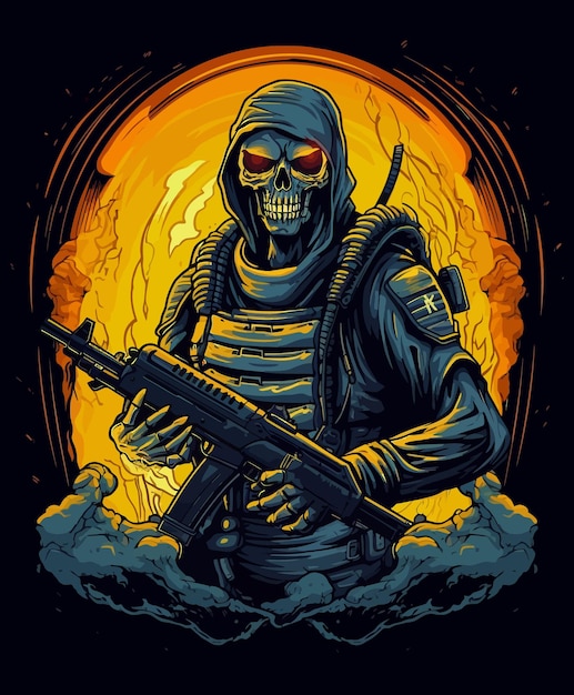 Vector Illustration of Skull Soldiers