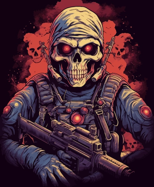 Vector Illustration of Skull Soldiers