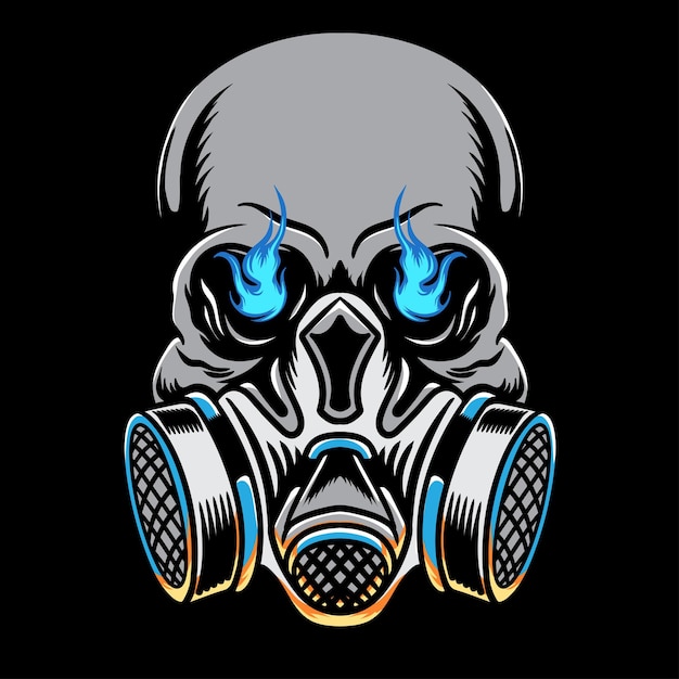 Vector illustration skull with gas mask