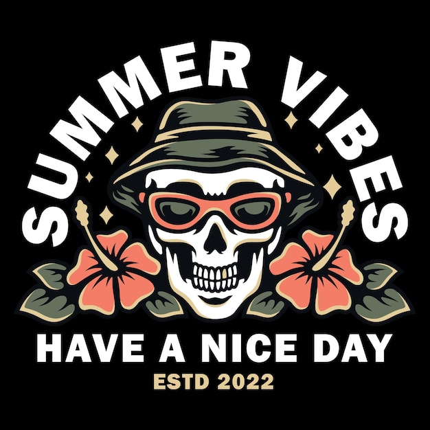 Vector illustration skull with summer theme