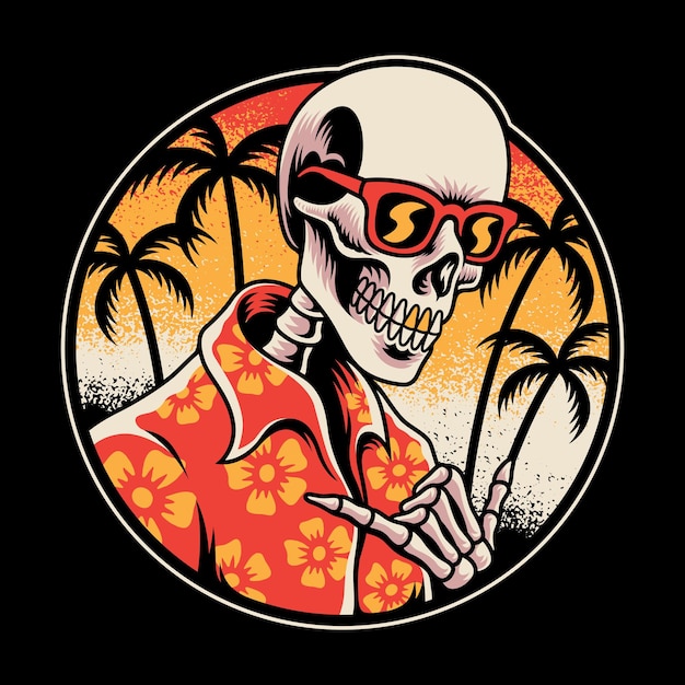 Vector illustration skull with summer theme