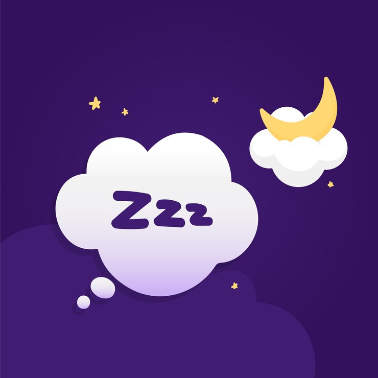 वेक्टर vector illustration of sky at night and bubble with zzz and moon on cloud
