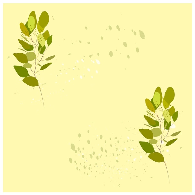 Vector illustration. Small green branches on a on a background with spots.