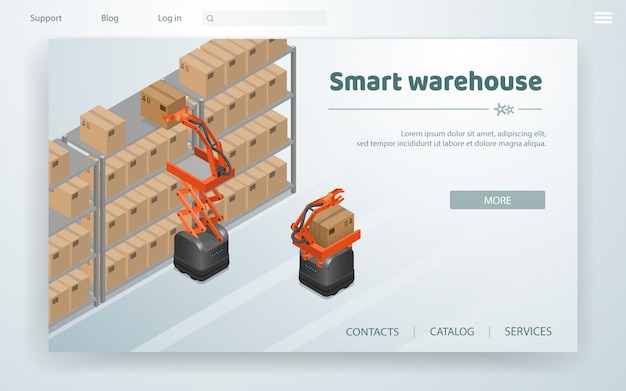 Vector illustration smart warehouse at factory.