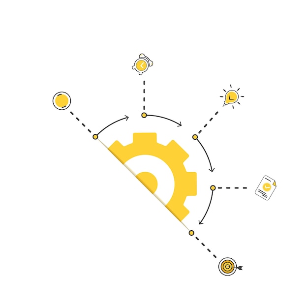 흰색 배경에 고립 된 스마트 작업 단계 개념의 벡터 일러스트 레이 션