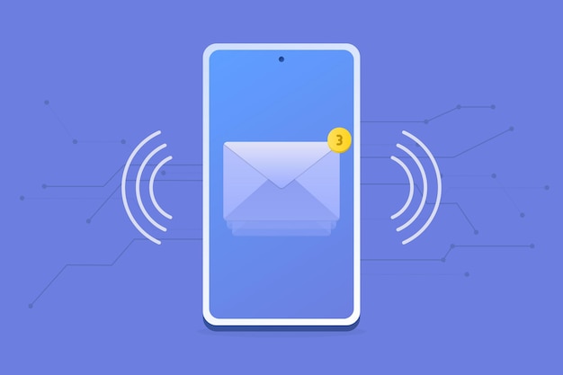 A vector illustration of smartphone email alarm