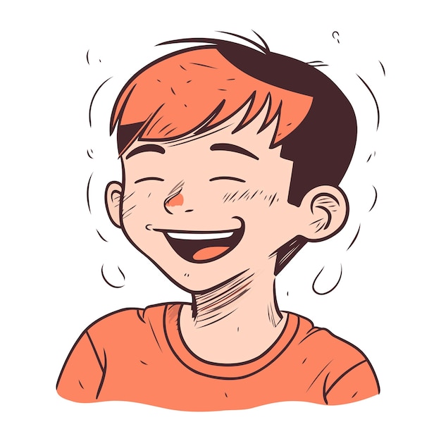 Vector vector illustration of a smiling boy with red hair in a orange t shirt