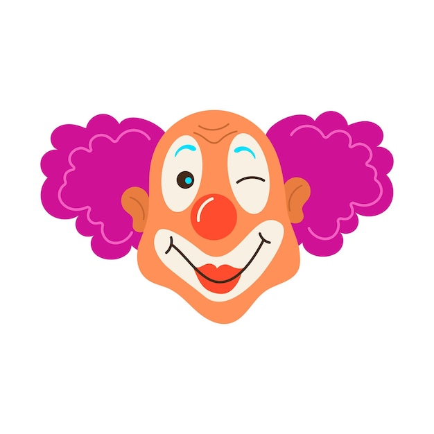 Vector illustration of a smiling clown on a white background Circus carnival cartoon art