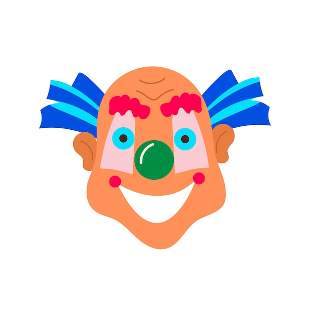 Vector illustration of a smiling clown on a white background Circus carnival cartoon art