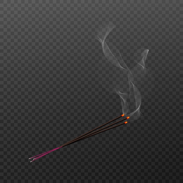 Vector vector illustration of smoky aroma stick on a stand on transparent background