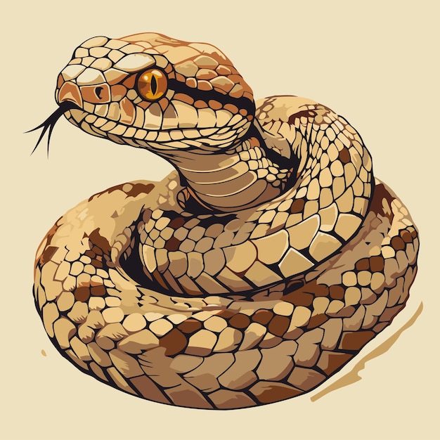 Illustrazione vettoriale di un serpente su uno sfondo beige eps 10