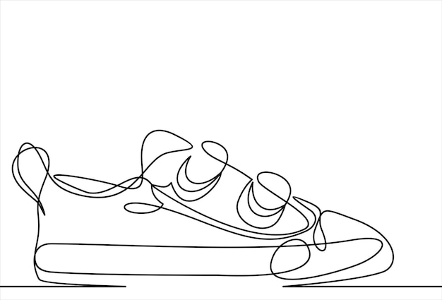 Vector vector illustration of sneakers sports shoes in a line style continuous one line