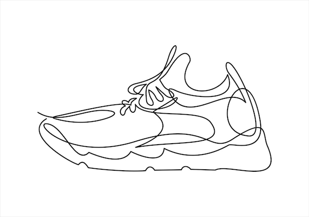 Vector illustration of sneakers Sports shoes in a line style Continuous one line