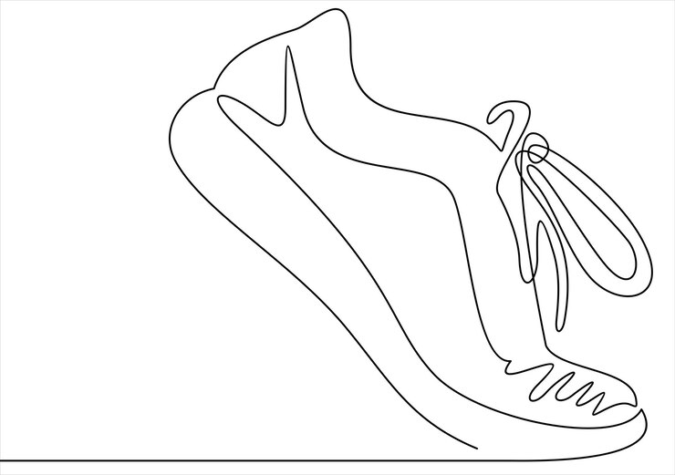 Vector vector illustration of sneakers sports shoes in a line style continuous one line