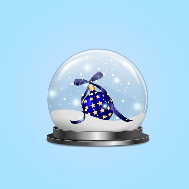 Vector illustration of a snow globe with a Christmas toy