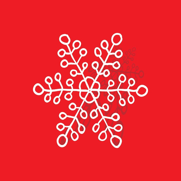 Vector illustration of snowflake icon in flat style on red background