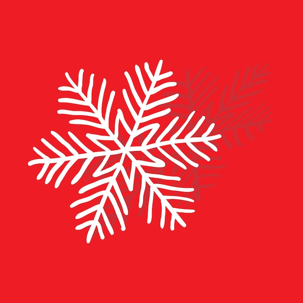 Vector illustration of snowflake icon in flat style on red background