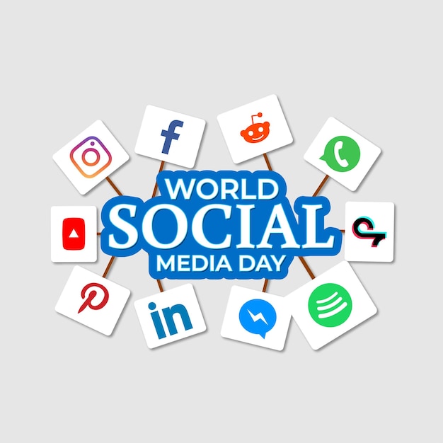 vector illustration of social media day social media template