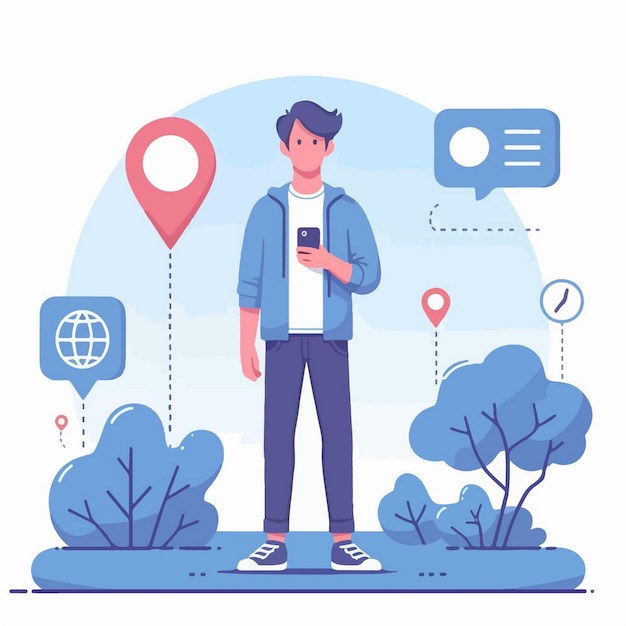 Vector vector illustration of social network in flat design style