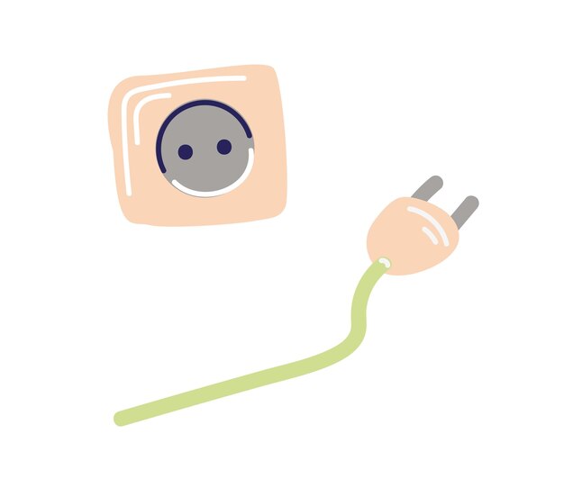 Vector illustration Socket and wire with plug