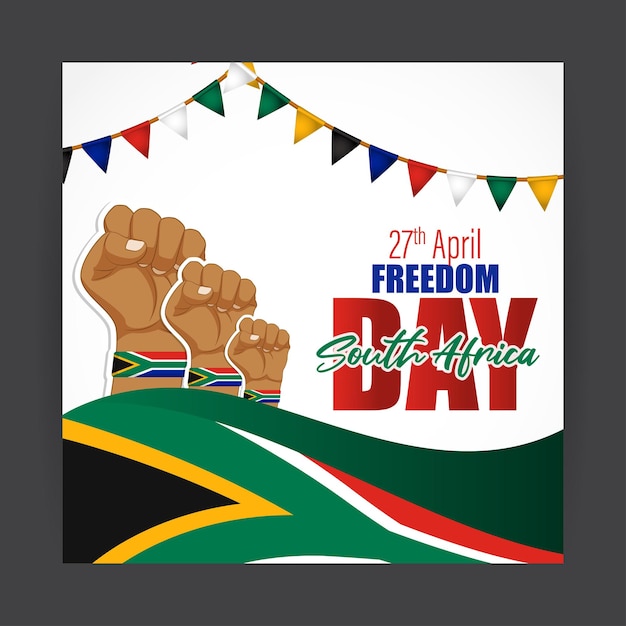 Vector vector illustration of south africa freedom day social media feed template