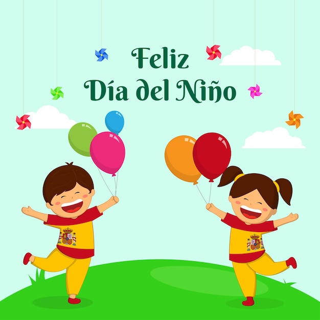 Vector illustration of Spain Childrens Day social media feed template