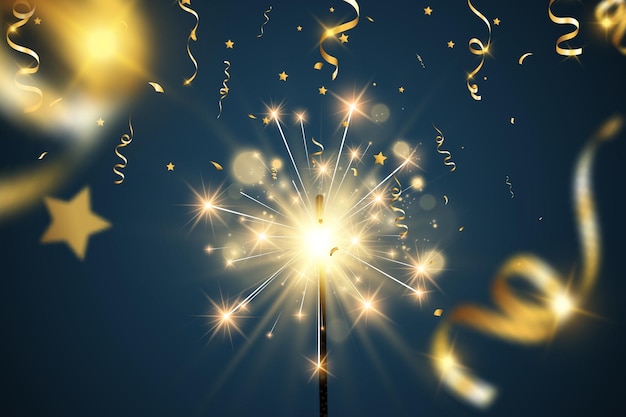 Vector illustration of sparklers on a transparent background.