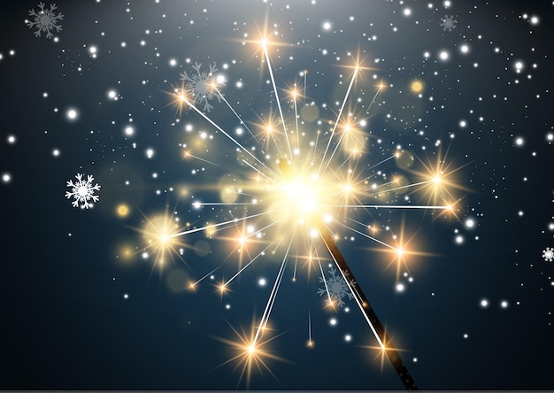 Vector illustration of sparklers on a transparent background.