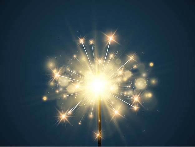 Vector illustration of sparklers on a transparent background