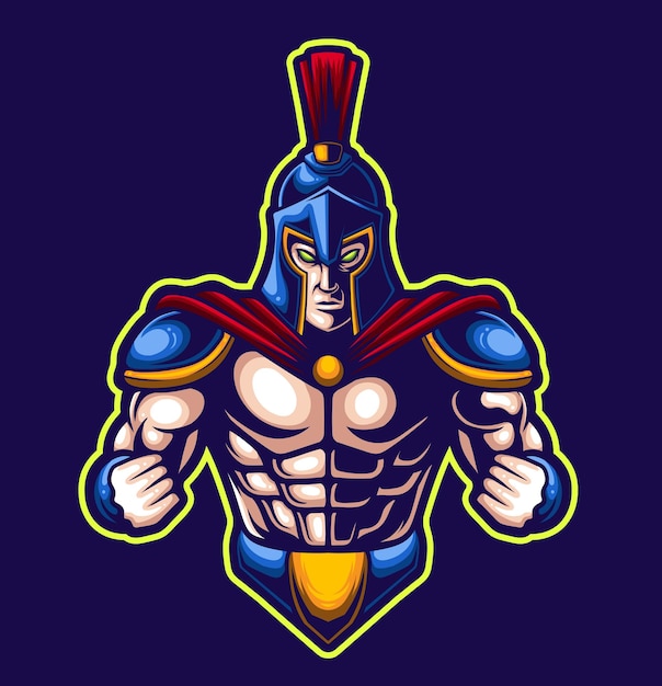 Векторная иллюстрация шаблона логотипа спартанского талисмана для команды киберспорта и спортивного логотипа