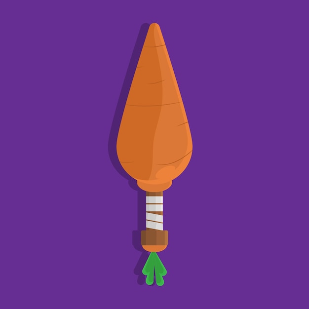 vector illustration of a Spear shaped like a carrot on a purple background.