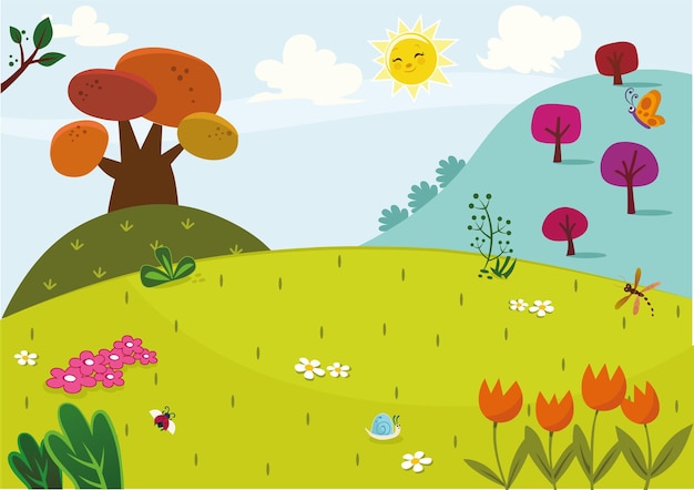 Vector illustration of spring landscape