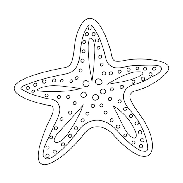 Vector illustration of a starfish Outline drawing of a starfish Illustration for the coloring book