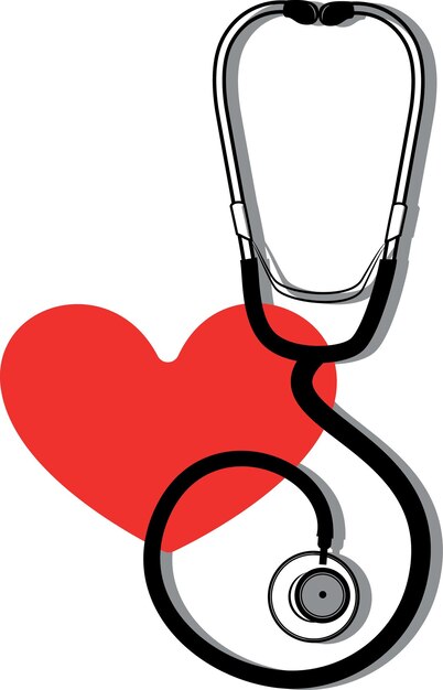 Vector vector illustration of a stethoscope with red heart in the background