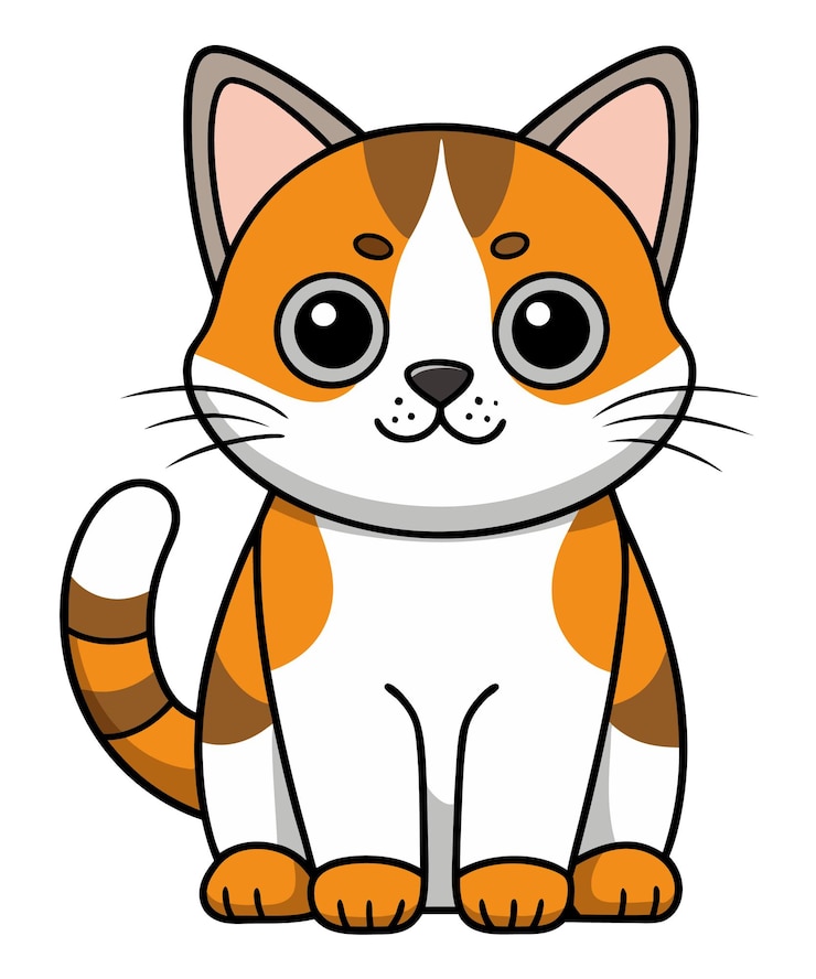 Vector vector illustration of a sticker pack of cartoon kawii cats with various cute expressions