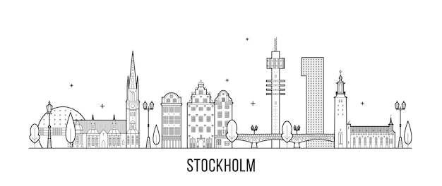 Vettore illustrazione vettoriale dello skyline di stoccolma, svezia