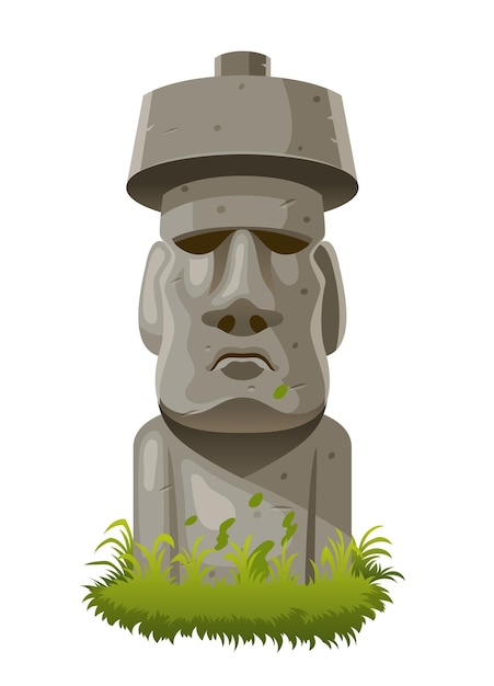 Vector Illustration of Stone Face on Easter Island