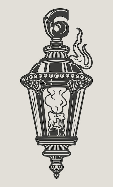 Vector vector illustration of a street lamp with a candle