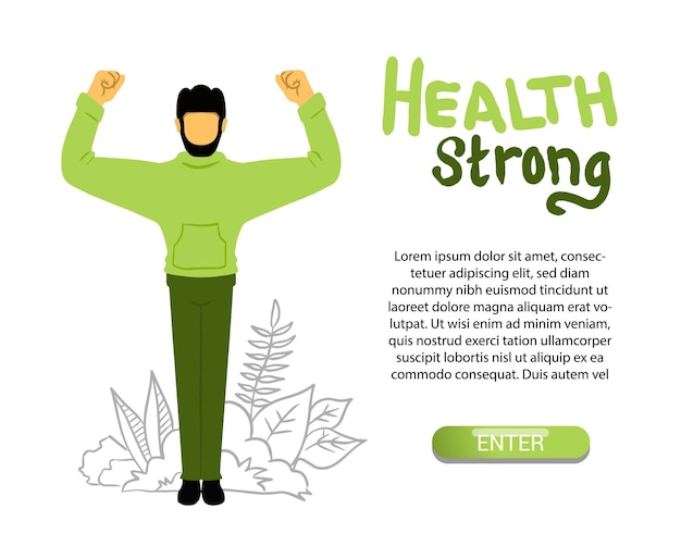 Vector vector illustration of strong and healthy poster  template